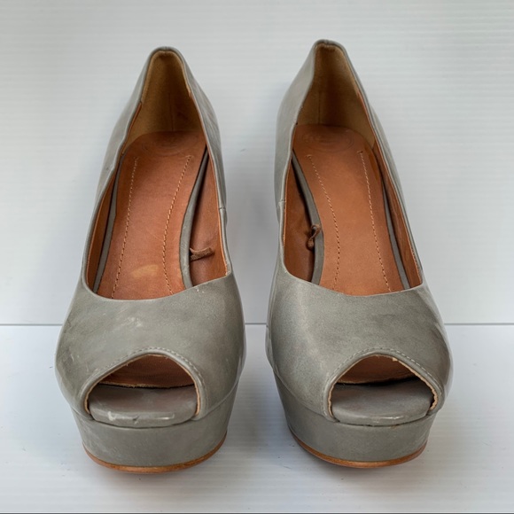 Zara Gray Peeptoe Heels - Picture 3 of 8